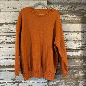 SHEIN Women's Orange Crew Neck Sweater